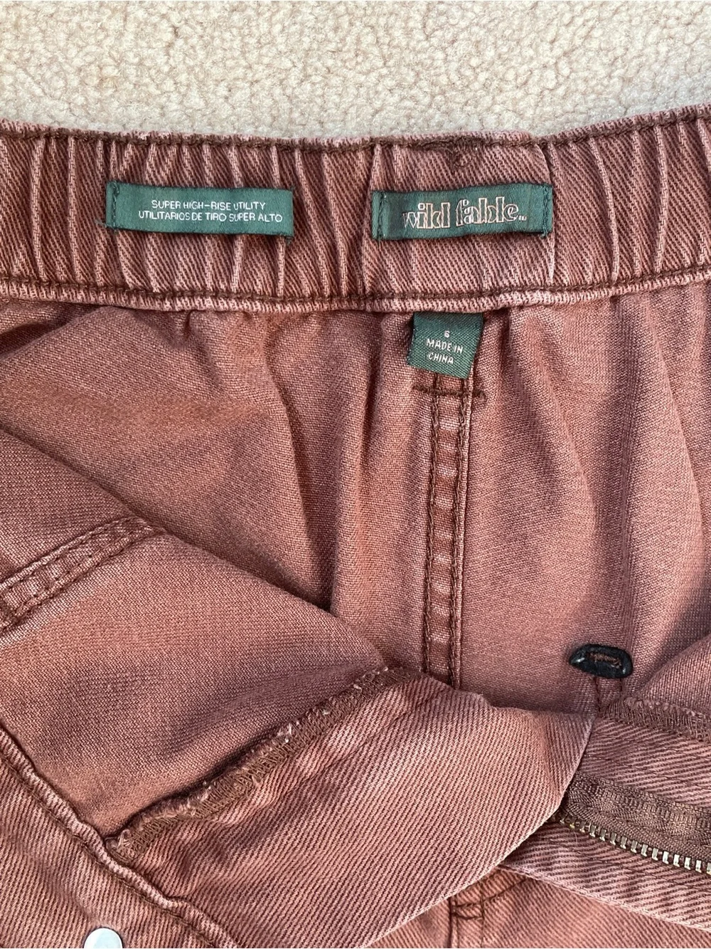 Wild Fable Brown Super High-Rise Utility Shorts, Size 6